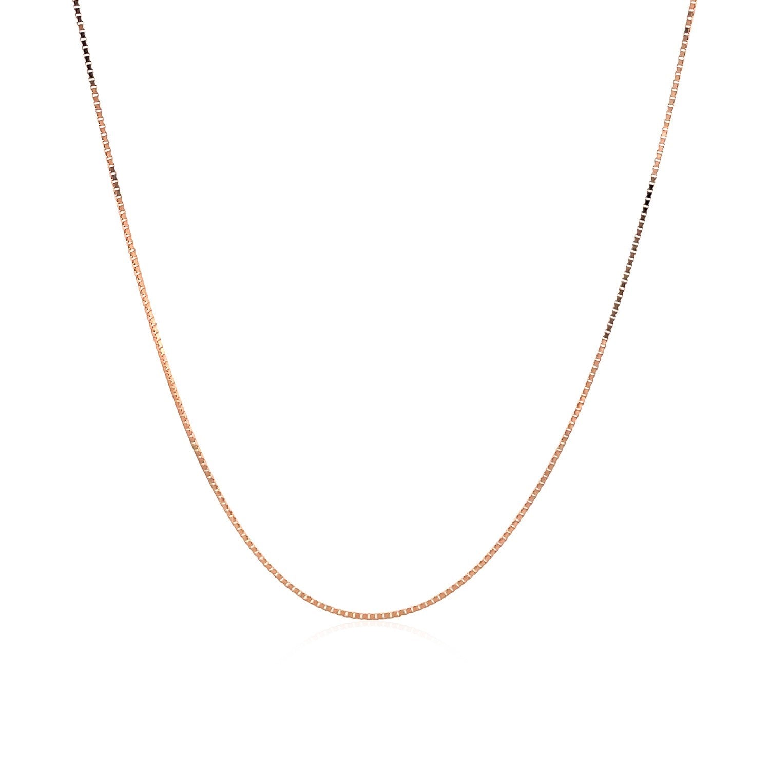An 18k rose gold classic box chain with a lobster clasp.