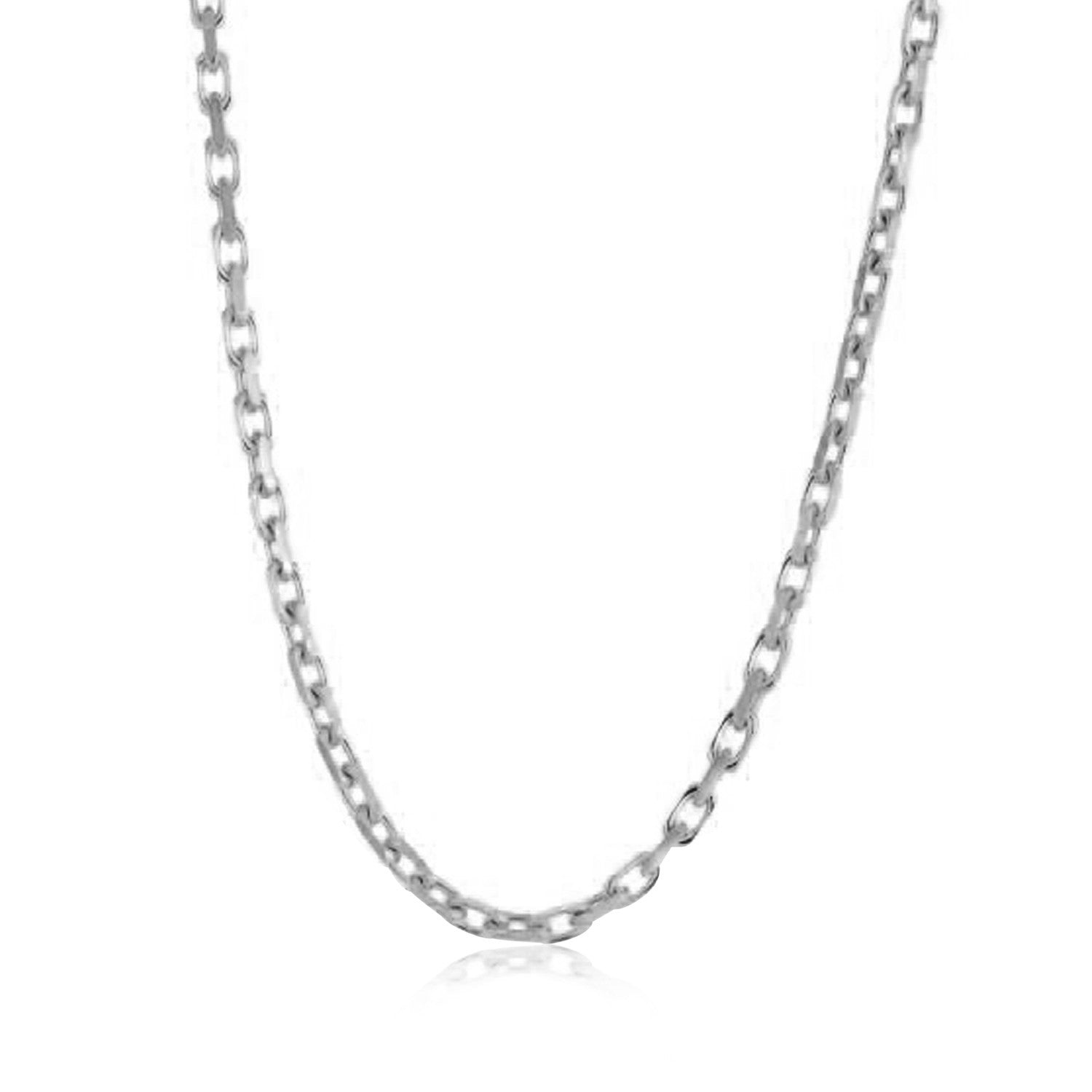 14k white gold French cable link chain, 2.50 mm wide.