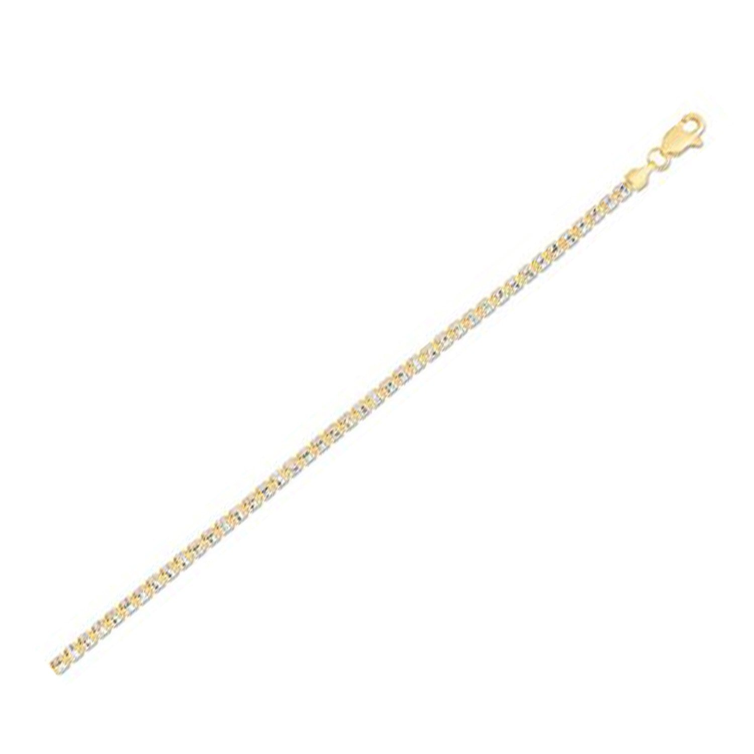 A 14k yellow gold ice barrel chain with a lobster clasp.