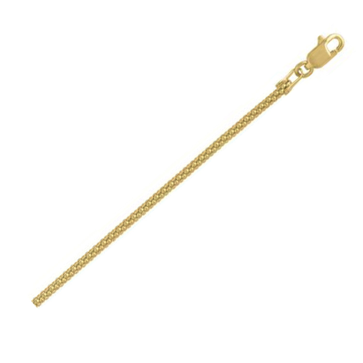 A 14k yellow gold popcorn chain with a lobster clasp.