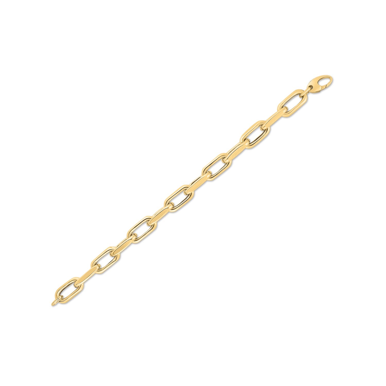 14k yellow gold French cable link bracelet with a lobster clasp.