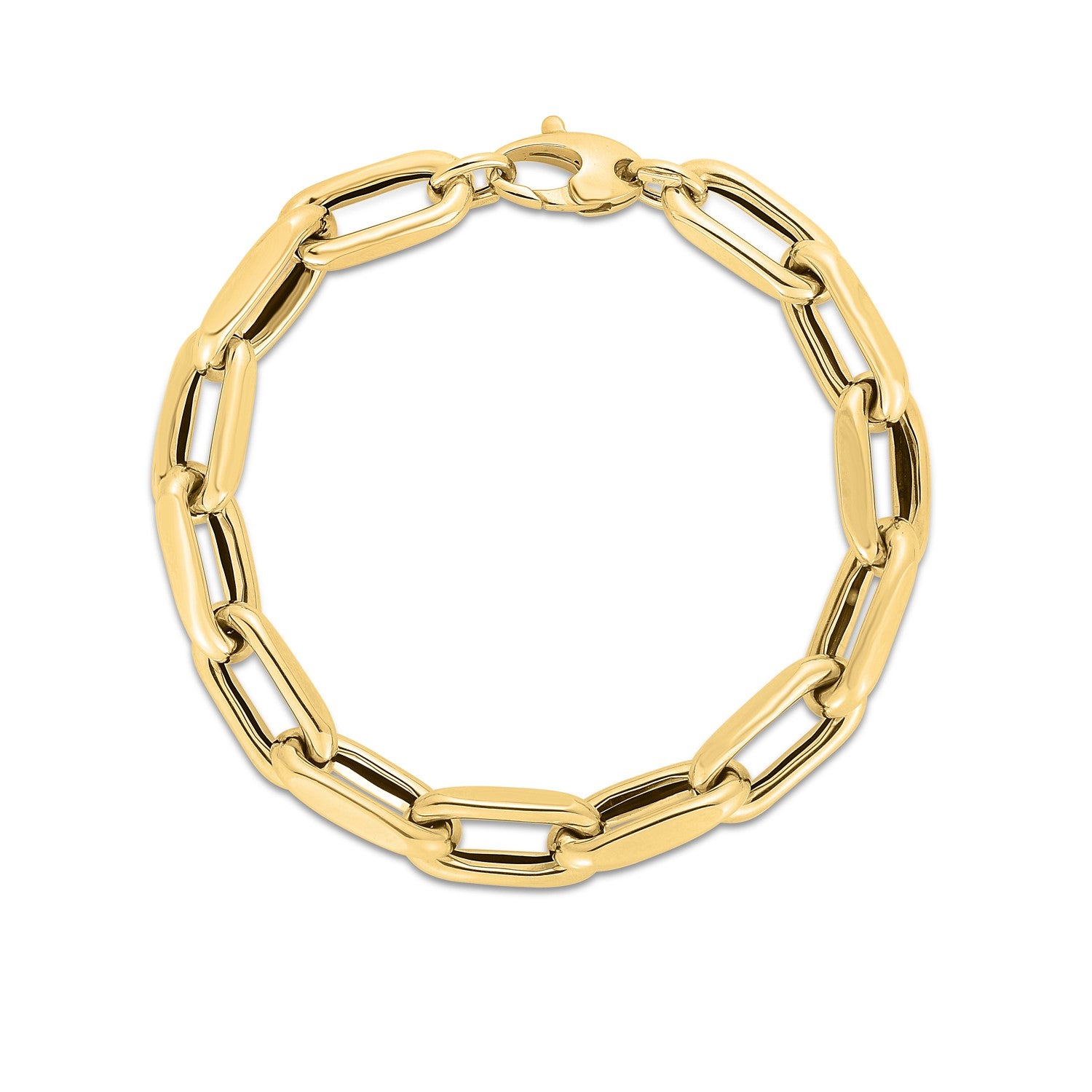 14k yellow gold French cable link bracelet with a lobster clasp.