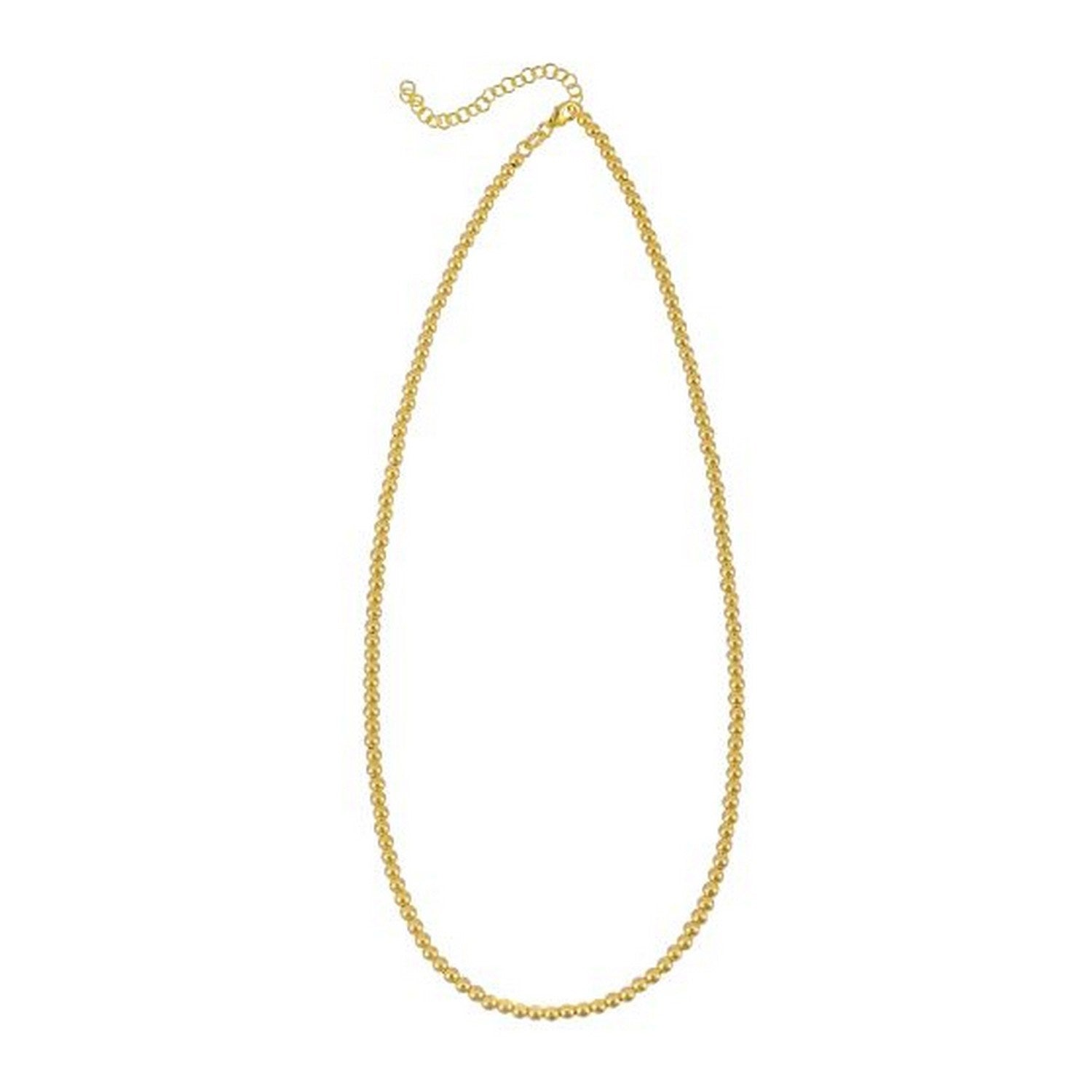 14k yellow gold bead chain with a lobster clasp.