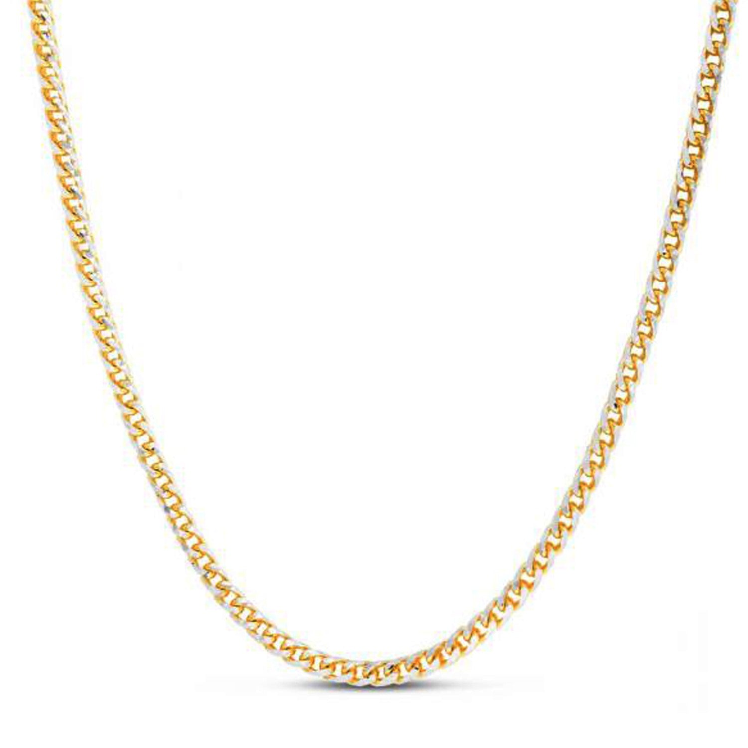 A 14k yellow gold round pave Franco chain, 4.00 mm wide.