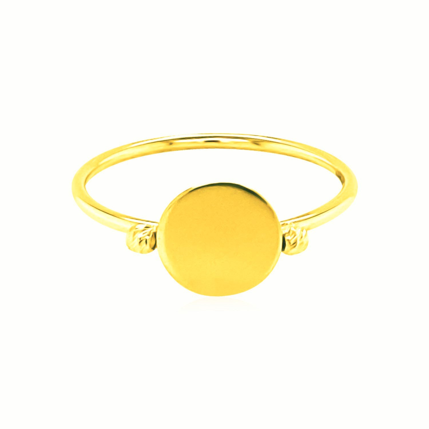 14k yellow gold ring with a polished oval center.