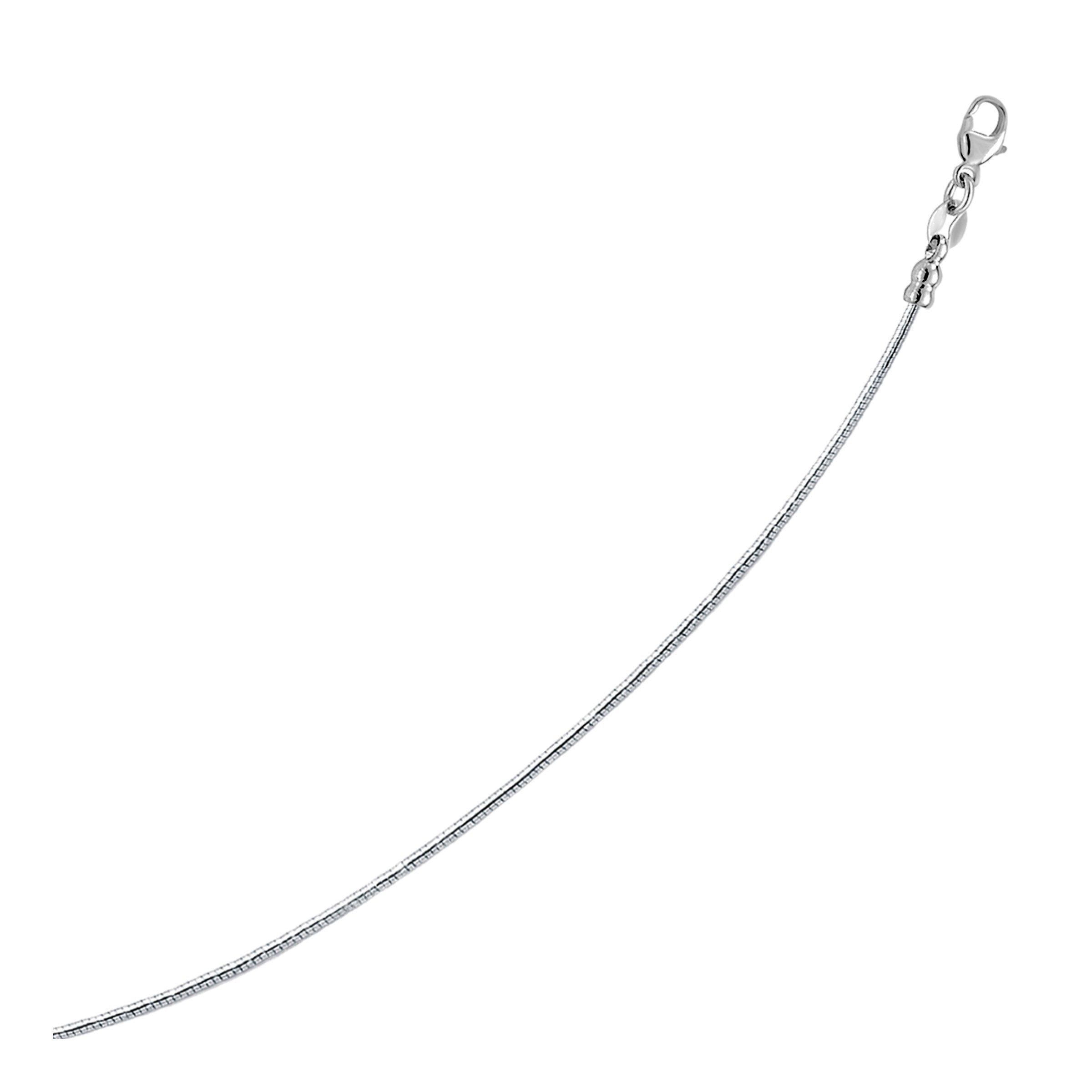 A sterling silver round omega style chain necklace with a lobster clasp.