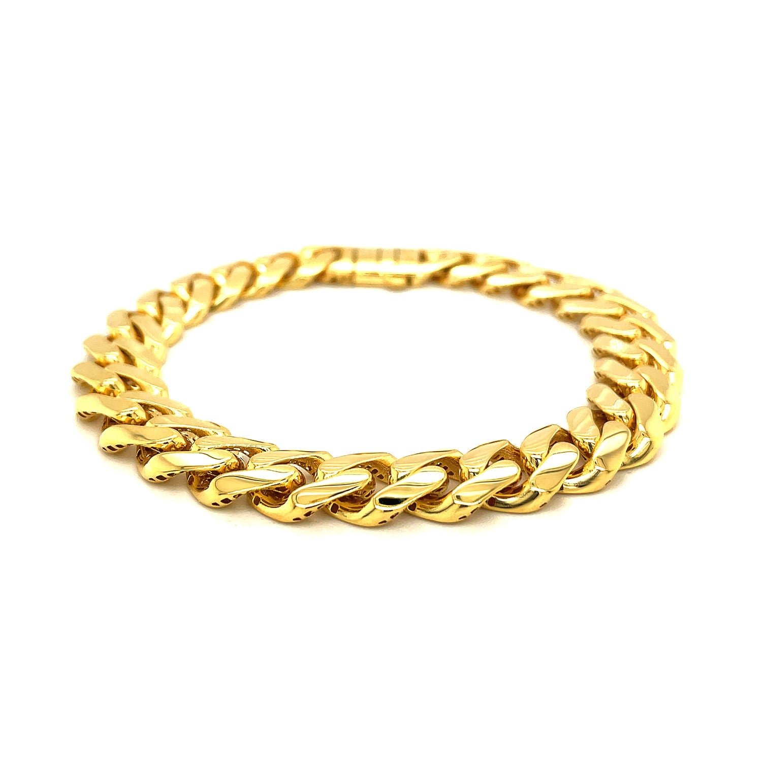 14k yellow gold polished curb chain bracelet.