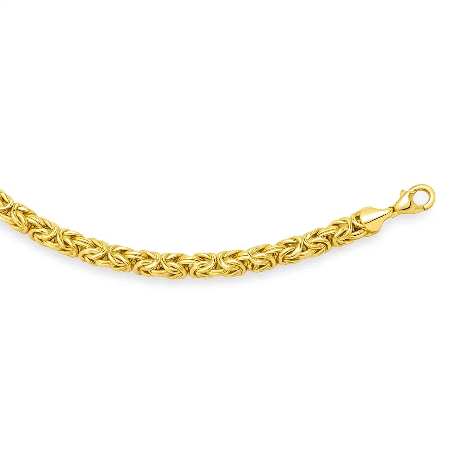 14k yellow gold Byzantine link bracelet with a lobster clasp.