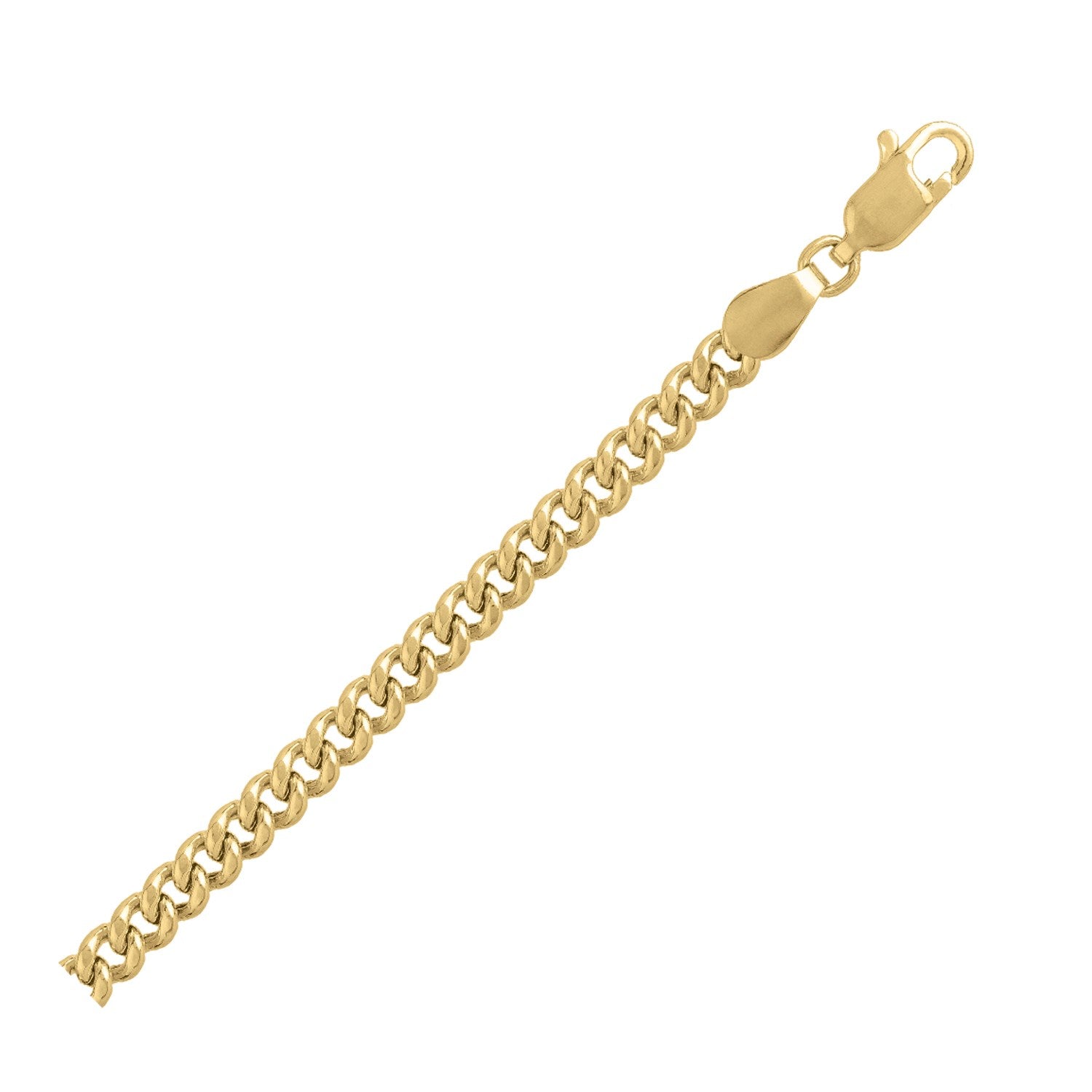 A 14k yellow gold light gourmette chain with a lobster clasp.
