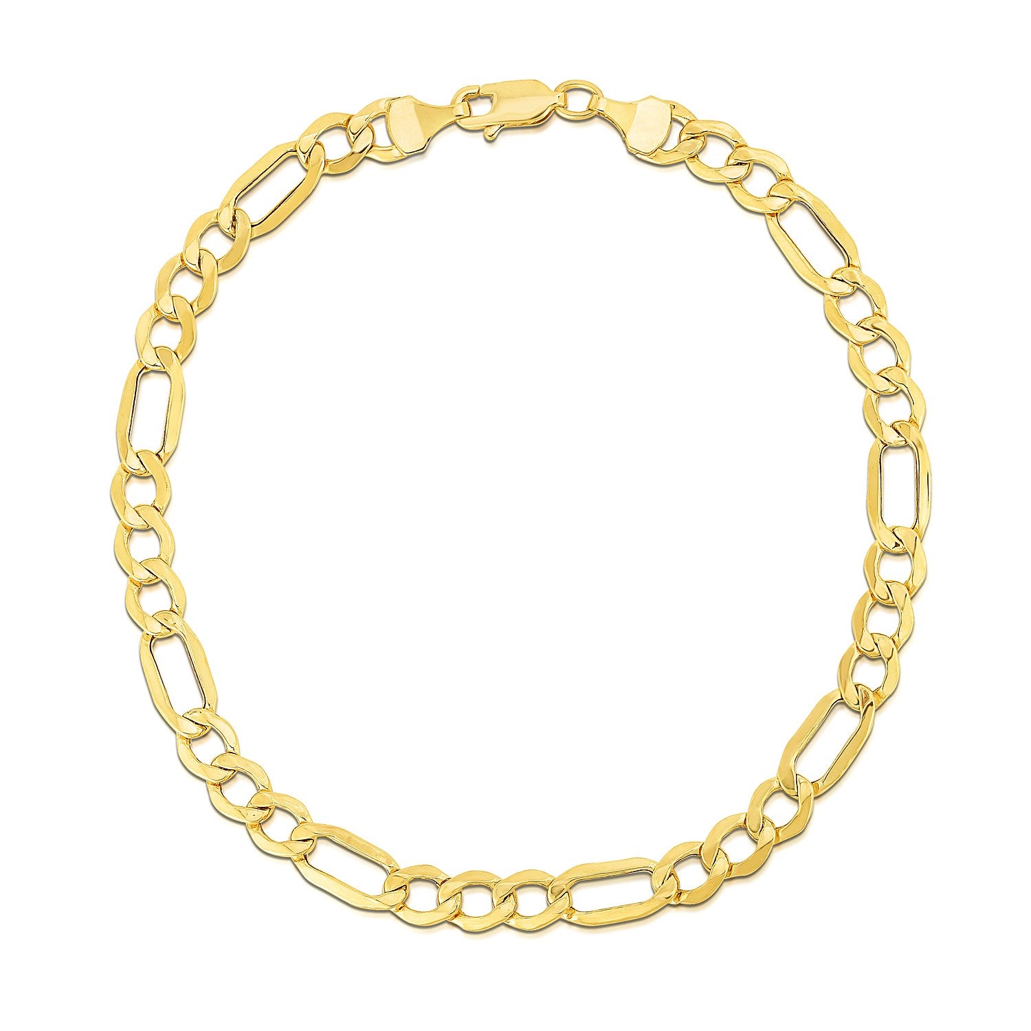10k yellow gold Lite Figaro bracelet with a lobster clasp.