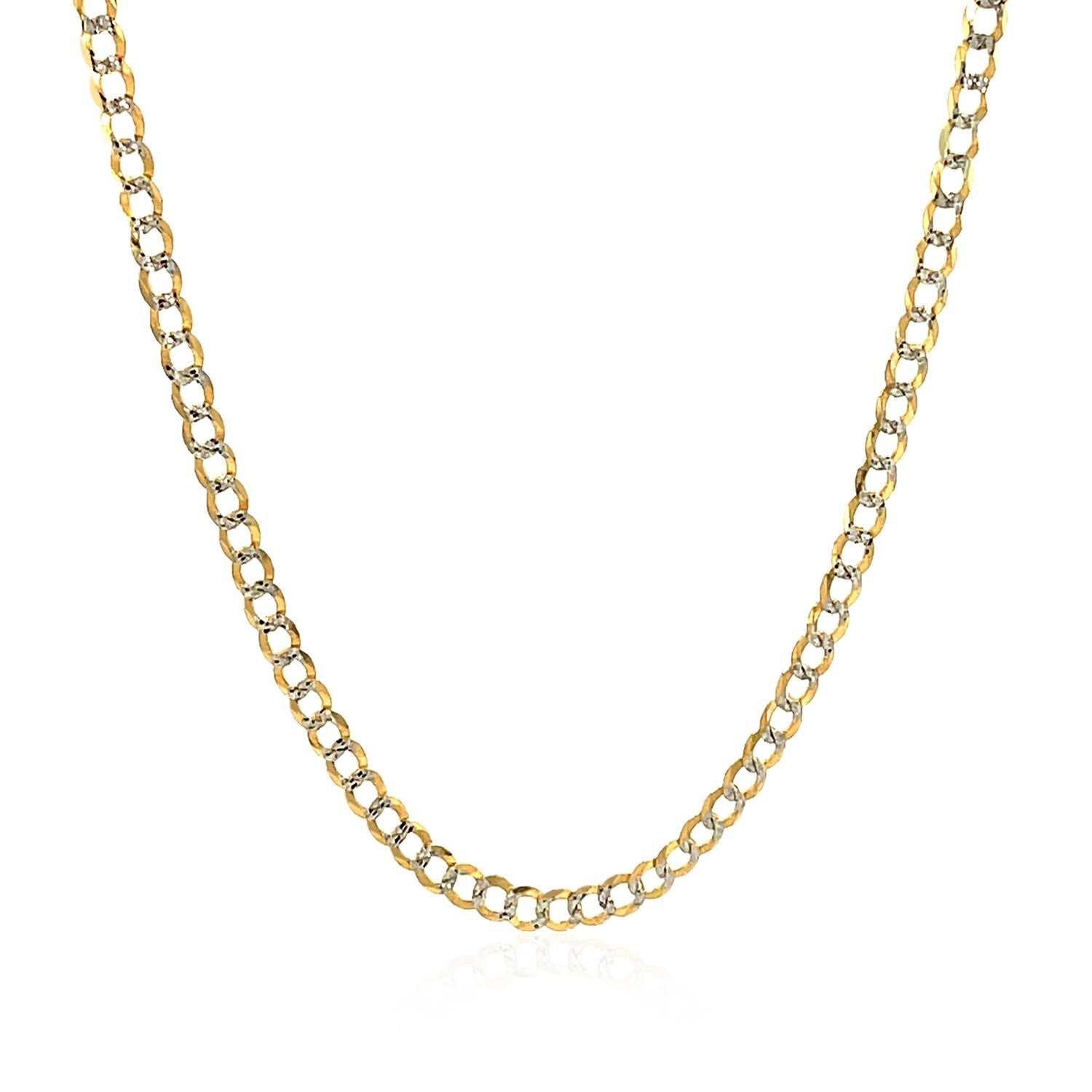 14k two-tone gold pave curb chain with a lobster clasp.