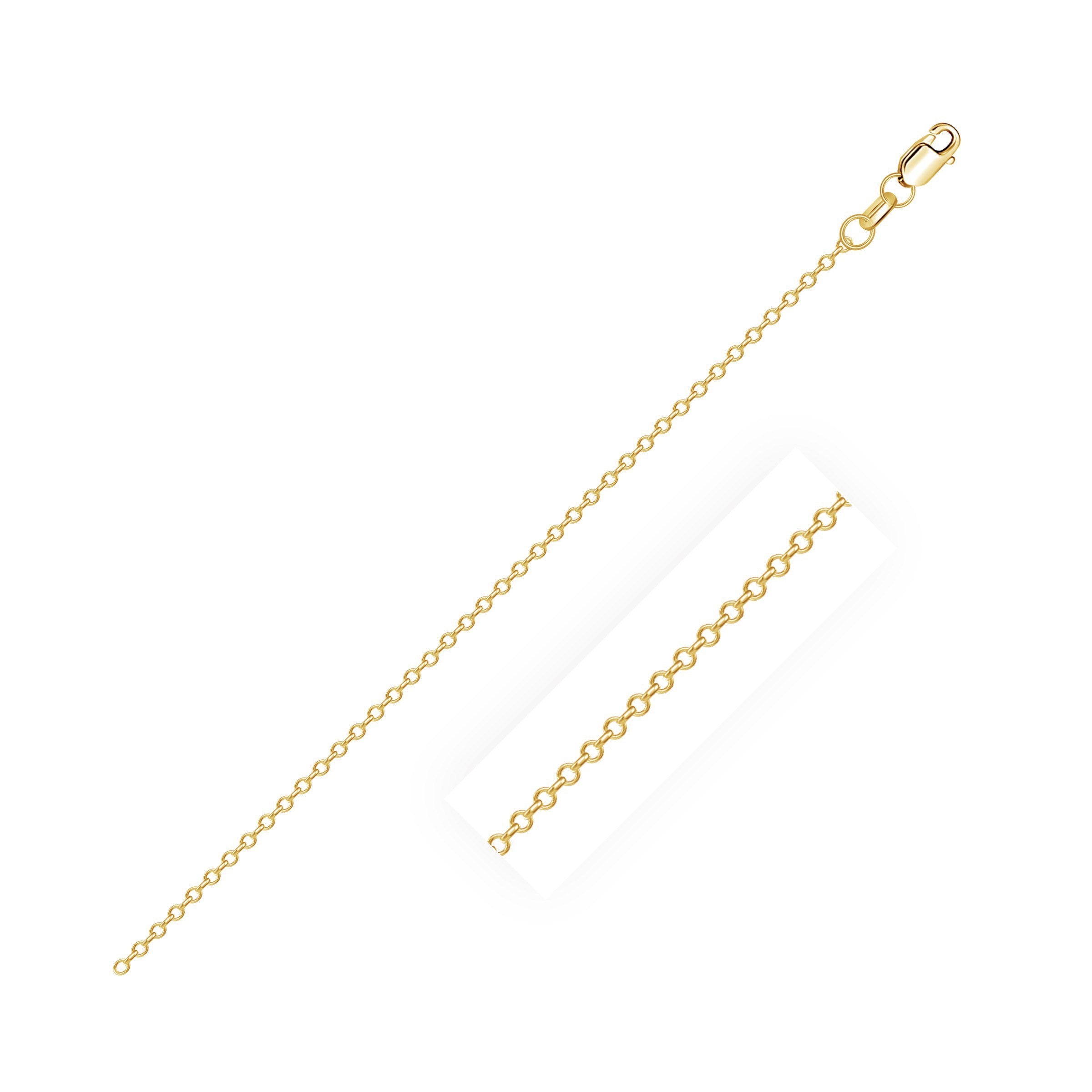 10k yellow gold diamond cut cable link chain with a lobster clasp.