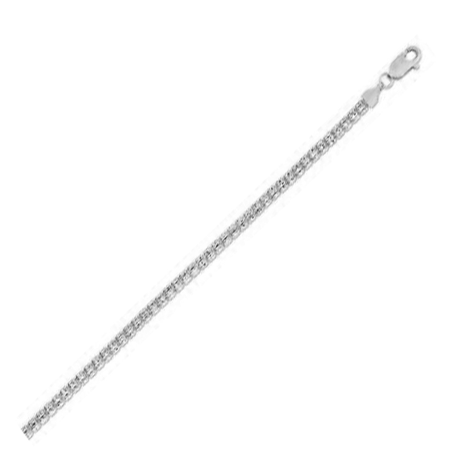 14k white gold ice barrel chain bracelet with a lobster clasp.
