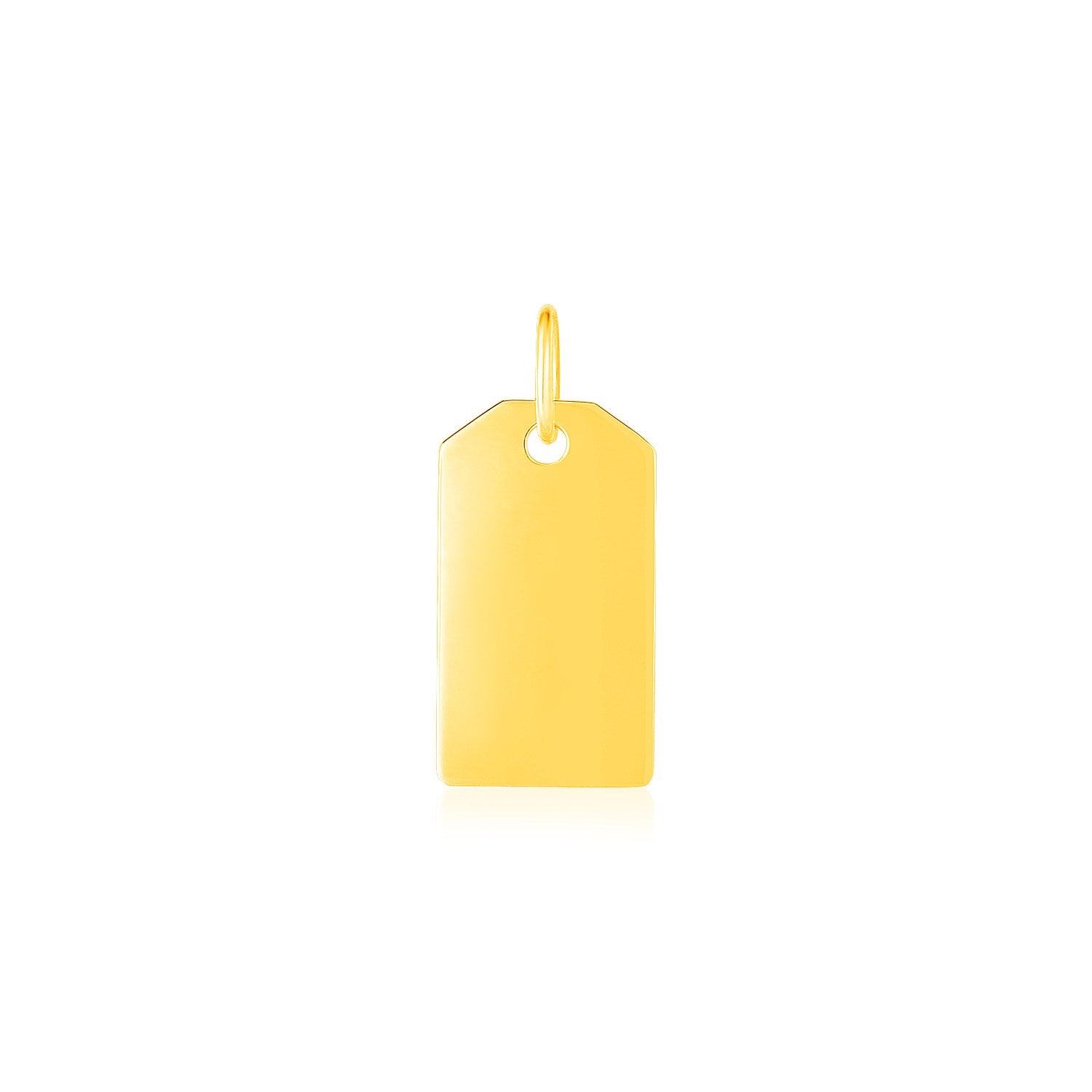 A polished 14K yellow gold tag pendant.