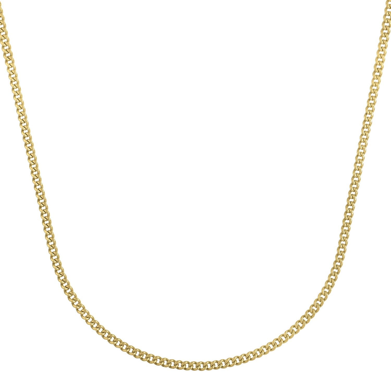 A 14k yellow gold light gourmette chain with a lobster clasp.