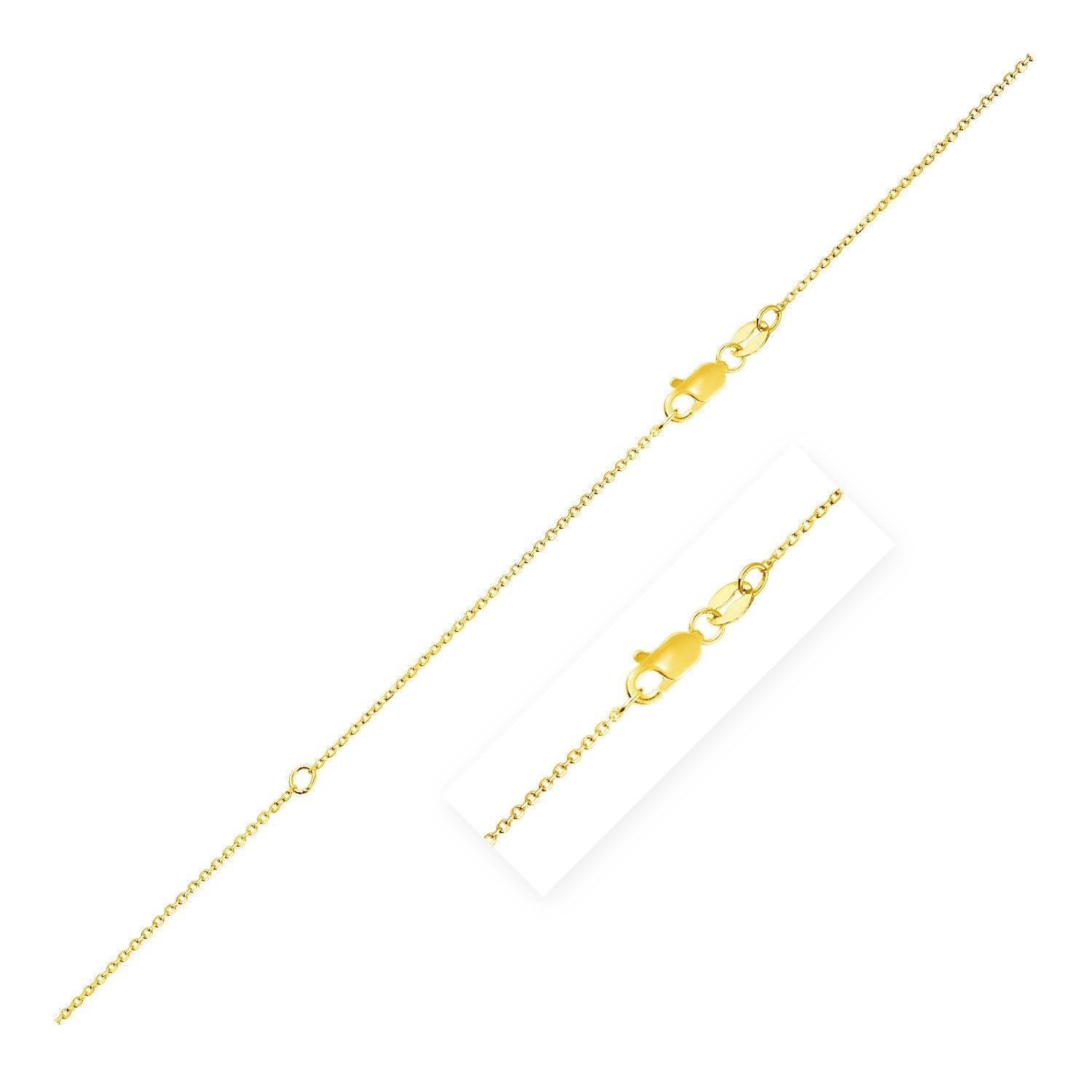 Extendable 10k yellow gold cable chain with a lobster clasp.