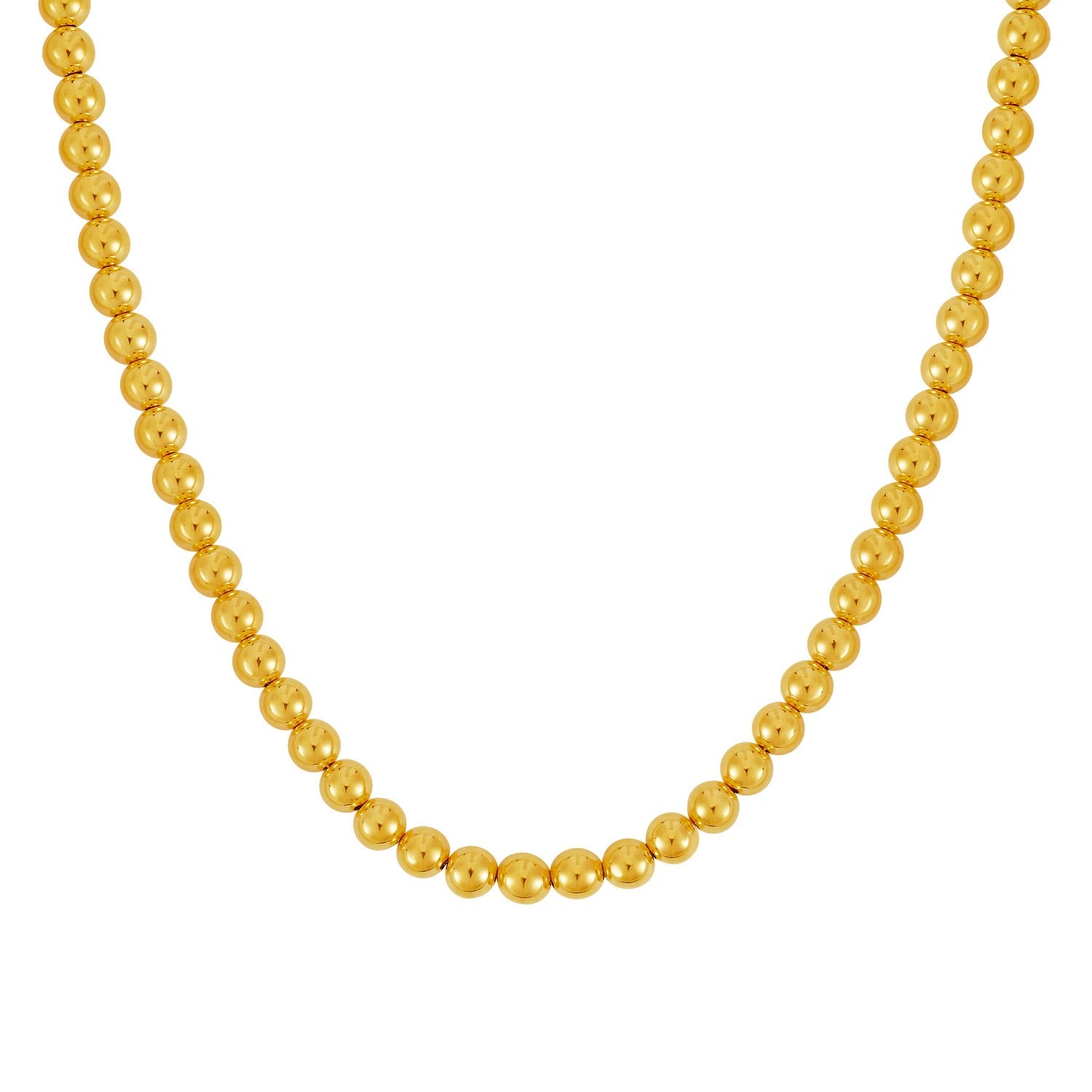 14k yellow gold bead chain with a high polish finish.