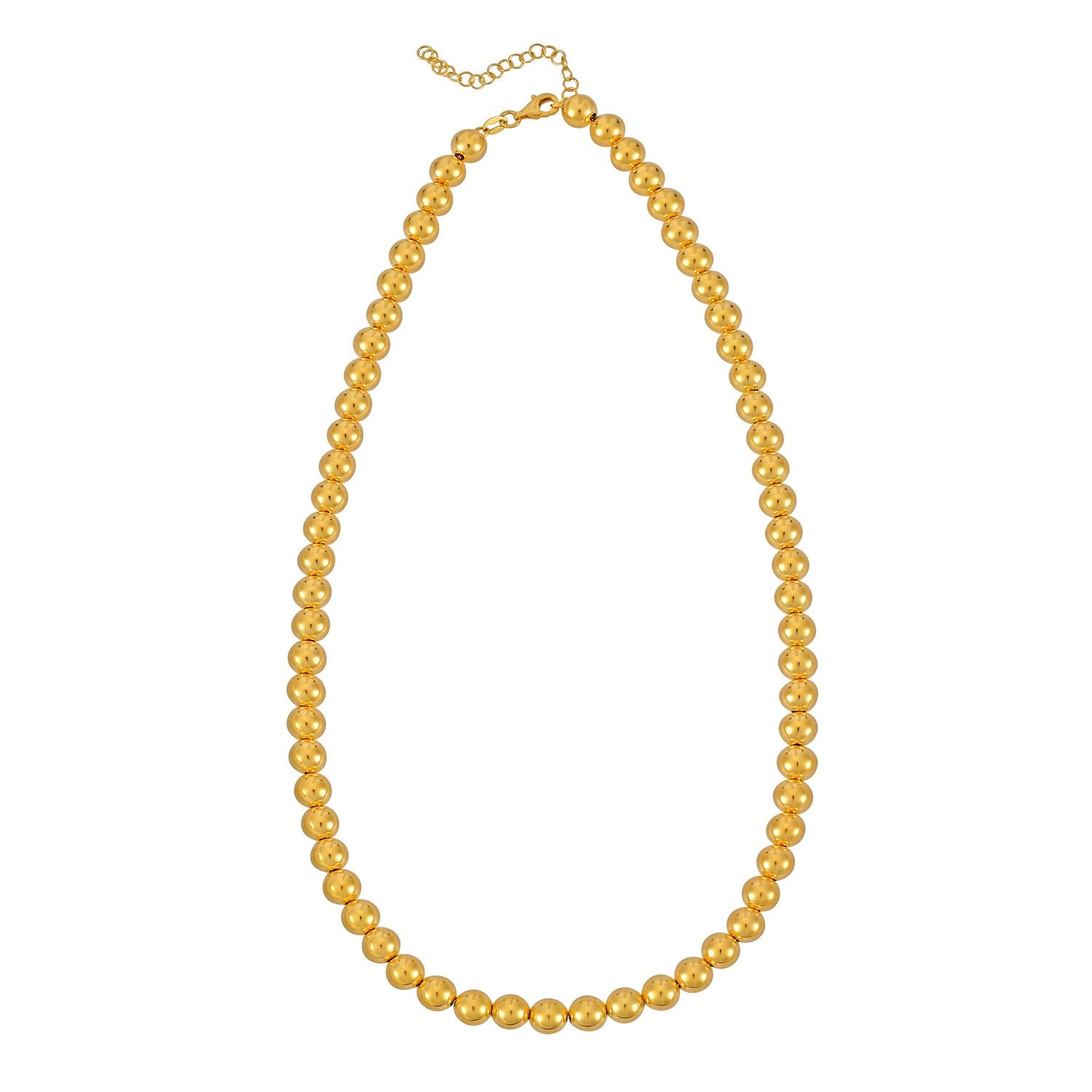 14k yellow gold bead chain with a lobster clasp.