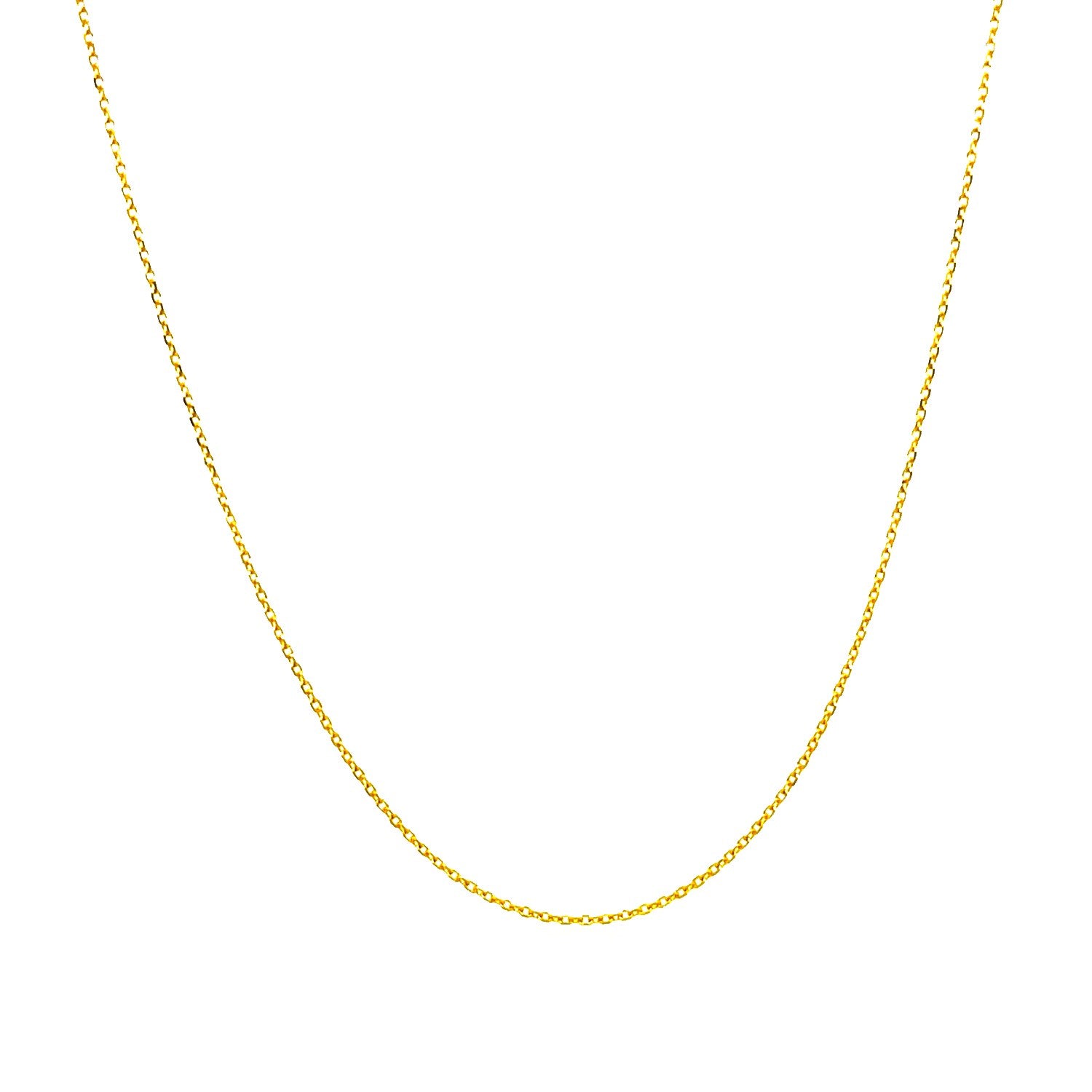 A delicate 14k yellow gold diamond cut cable link chain.