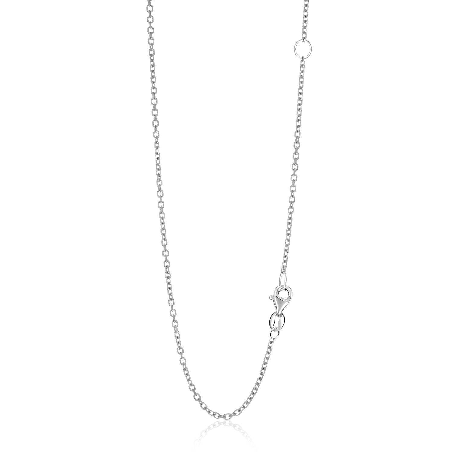 14k white gold adjustable cable chain with a lobster clasp.