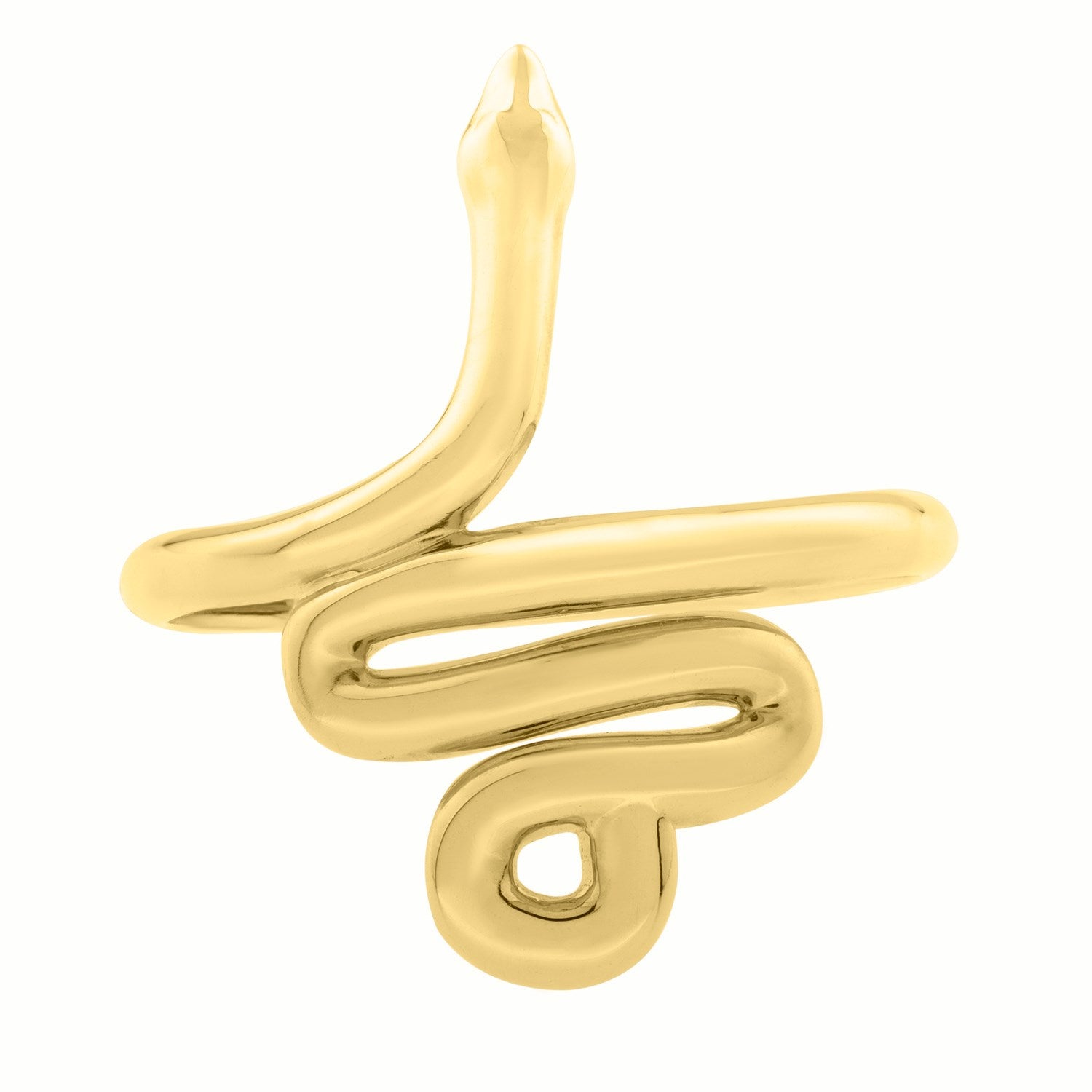 14K yellow gold snake ring with a smooth, polished finish.