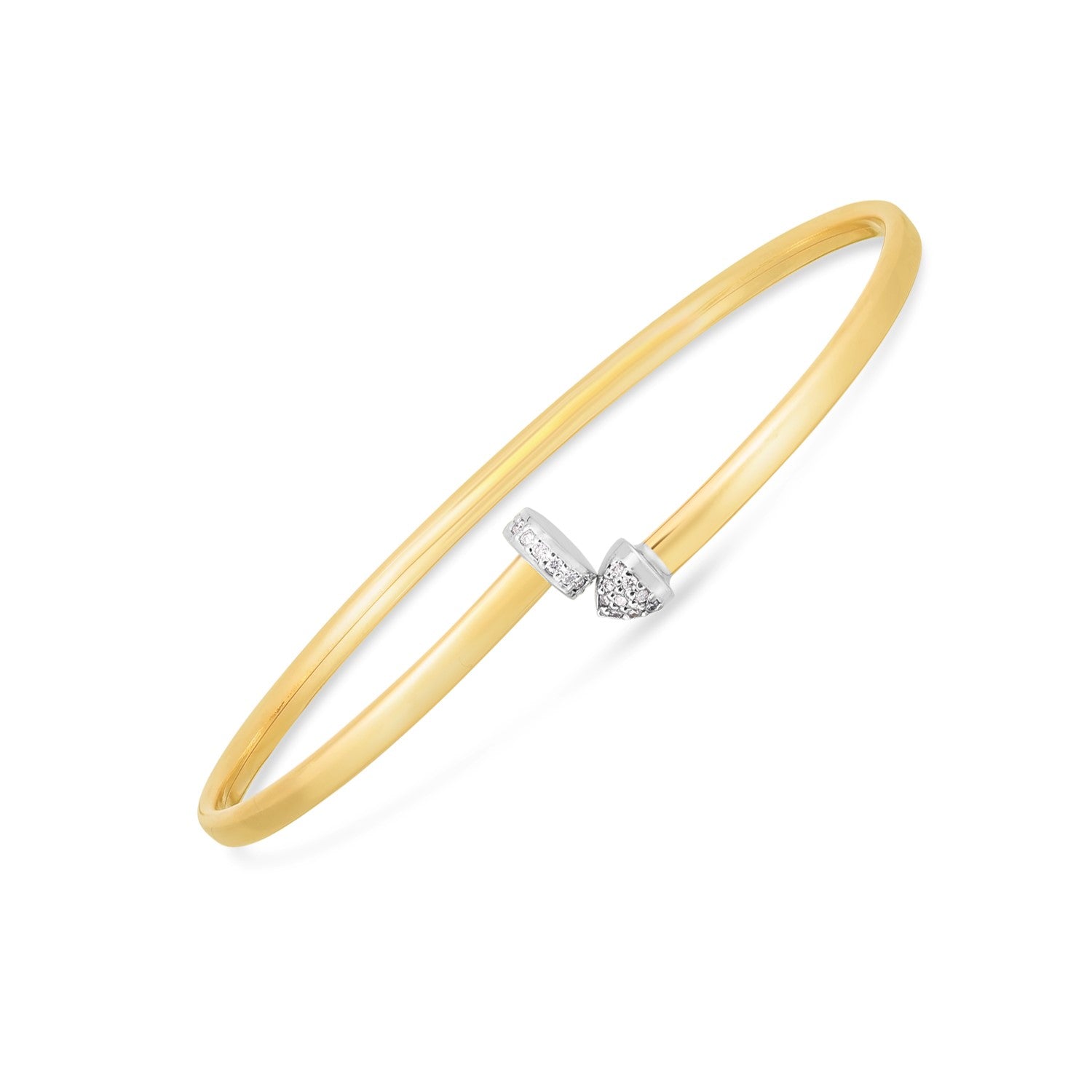14k two-tone gold diamond hardware bangle with a high polish finish.