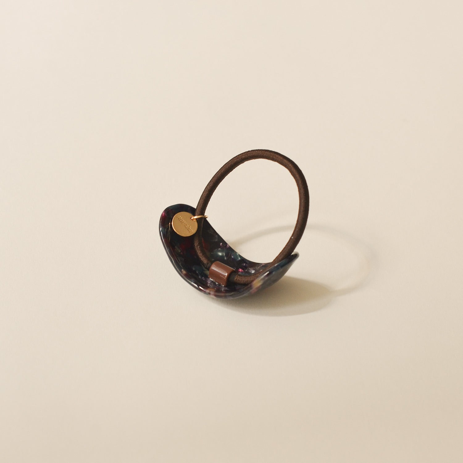Curved Oval Resin Ponytail Hair Tie | Midnight Blue