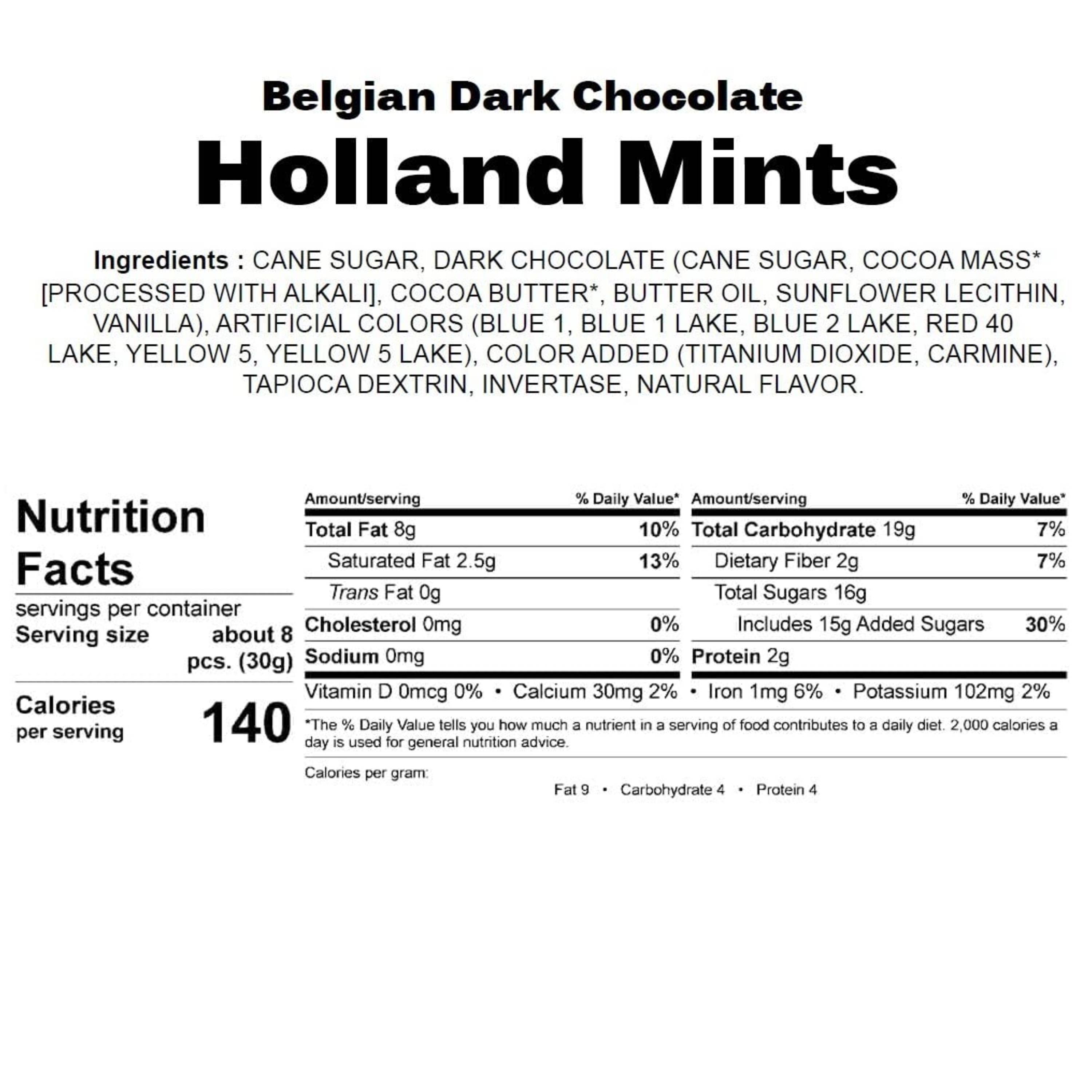 Andy Anand Gluten-Free Holland Mints (1 lb) | Belgian Dark Chocolate with Pure Peppermint Oil | Local SoCal Chocolatier