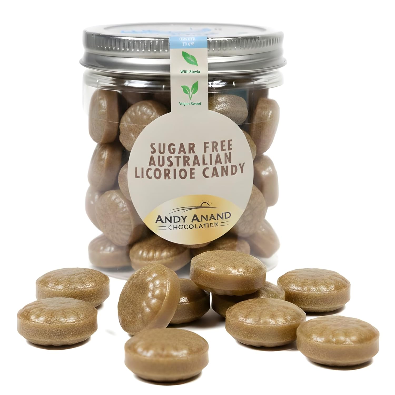 Andy Anand Sugar-Free Australian Licorice Hard Candy (60 pc, 7 oz) | Stevia, Gluten-Free | Local SoCal Bakery