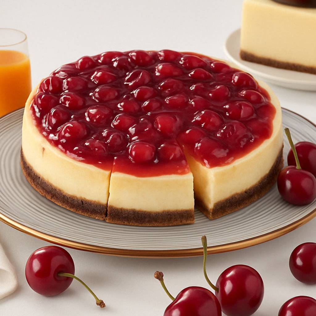 Andy Anand Cherry Cheesecake (9-inch, 3.4 lbs) | Hand-Baked Bakery Cheesecake | Local SoCal Bakery