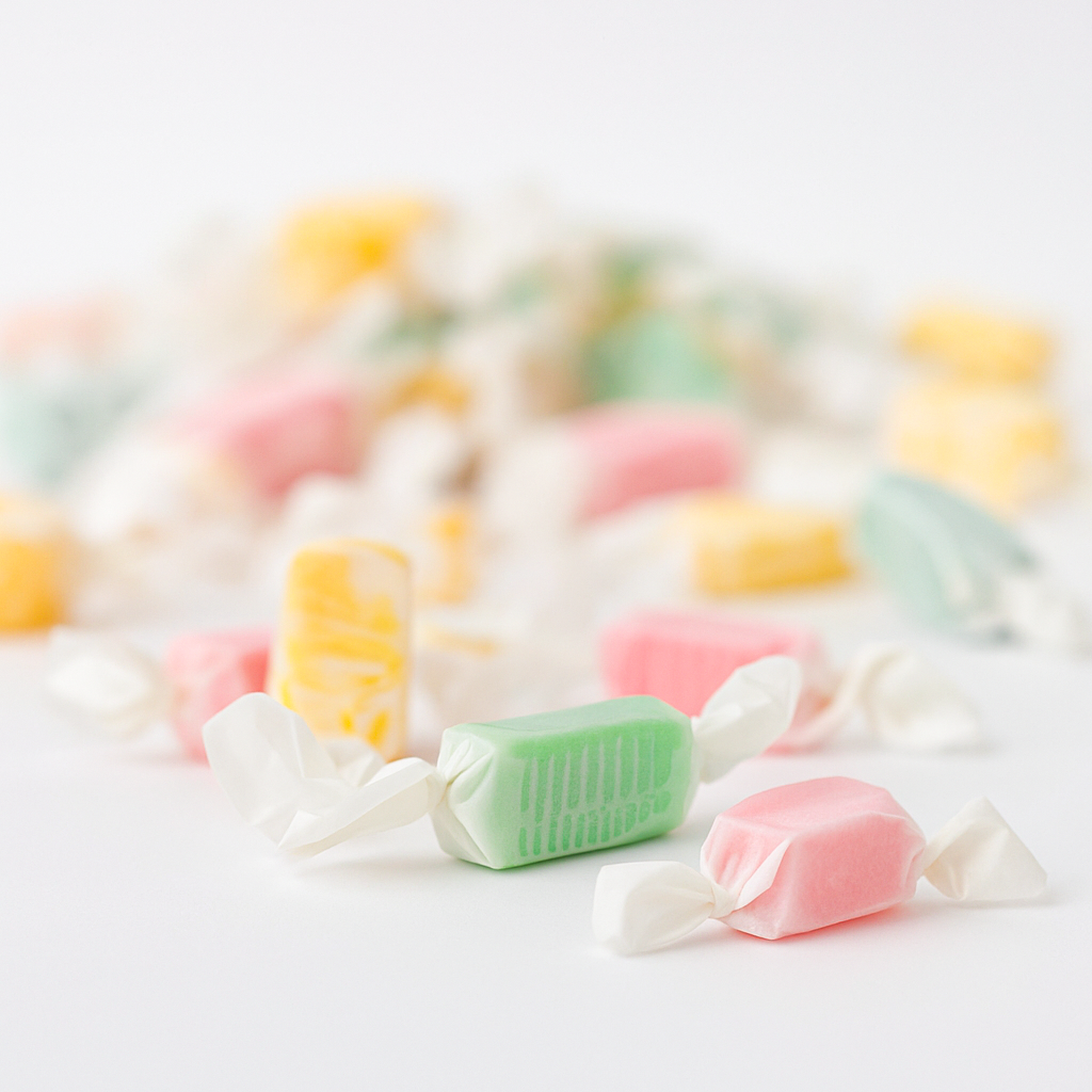 Andy Anand Sugar-Free European Fruit Taffy Toffees Trio (35 pc, 7 oz) | Strawberry, Orange, Lemon | Local SoCal Bakery