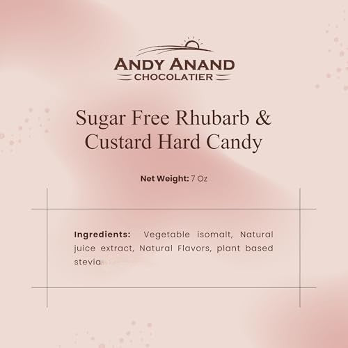 Andy Anand Sugar-Free Rhubarb & Custard Hard Candy (25 pc) | Sugar-Free & Keto Candy | Local SoCal Bakery
