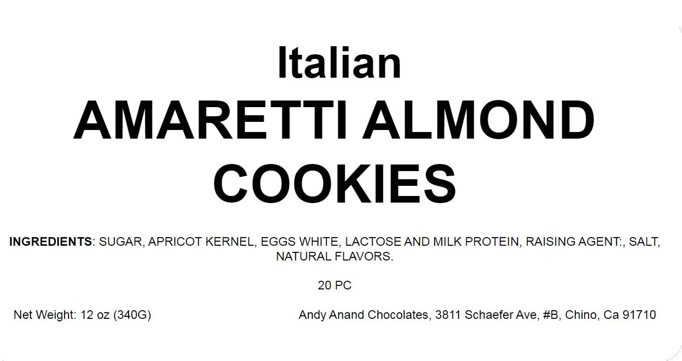 Andy Anand Italian Amaretti Almond Cookies (20 pc, 8 Flavors) | Gluten-Free, Baked in Italy | Local SoCal Bakery