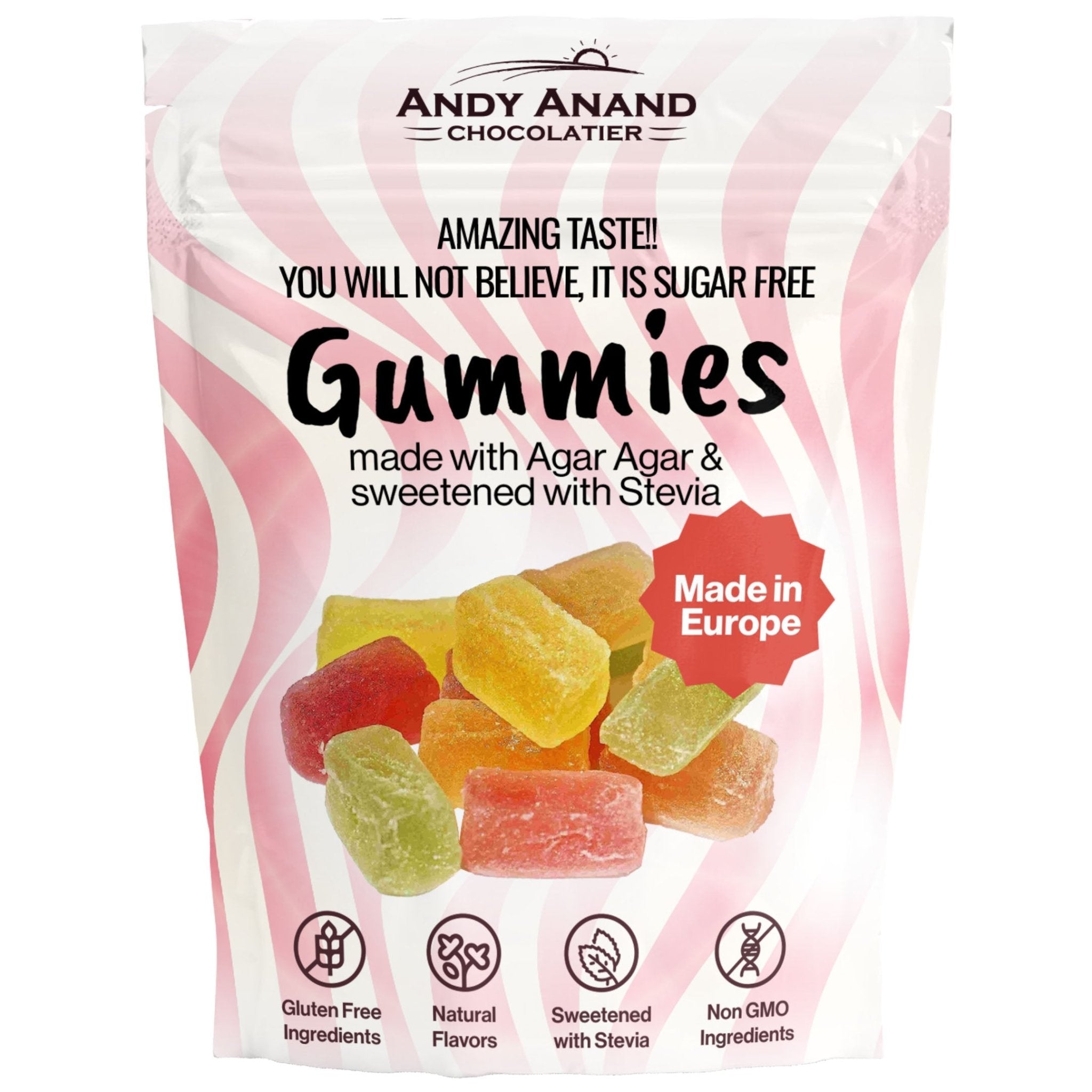 Andy Anand Sugar-Free Gummies (30 pc, 7 oz) | Agar-Agar, Stevia-Sweetened, Diabetic-Friendly | Local SoCal Bakery