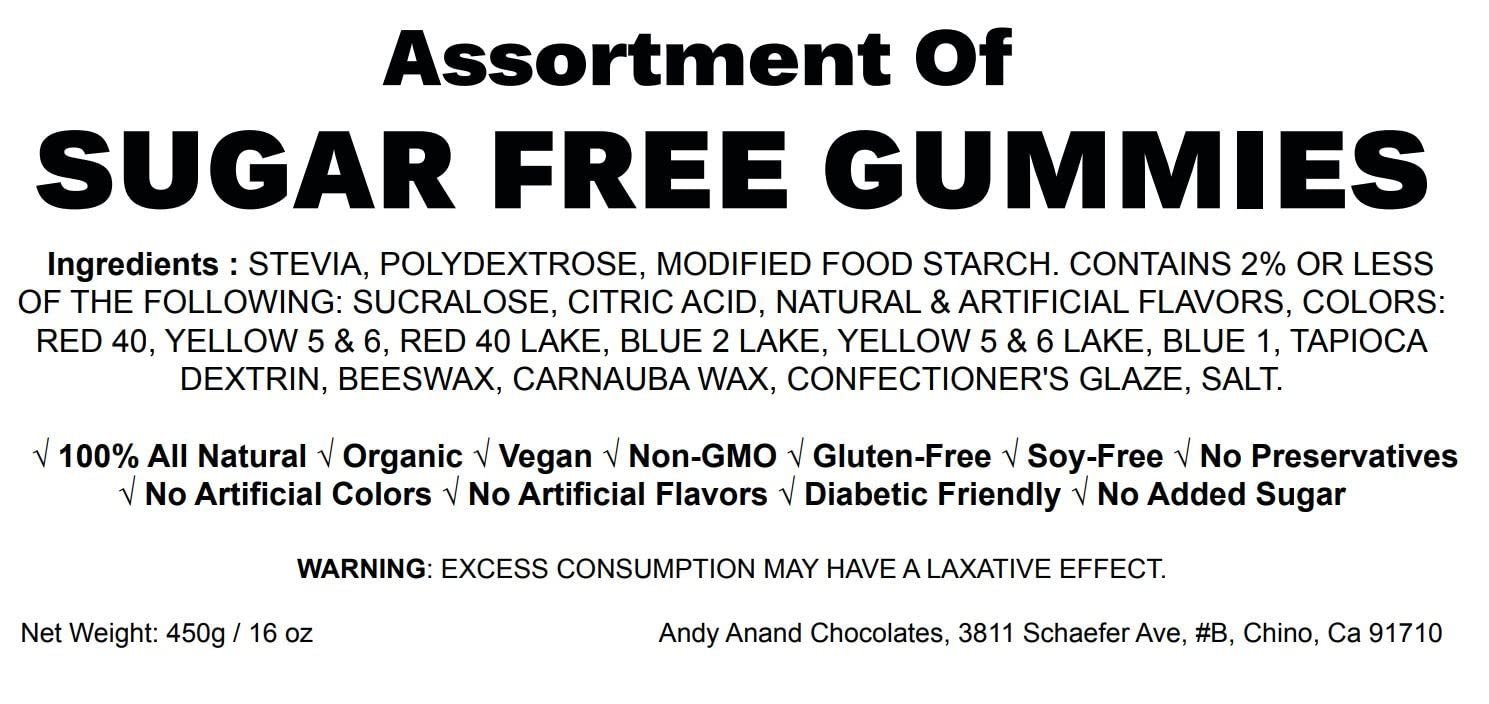 Andy Anand Sugar-Free Gummies (30 pc, 7 oz) | Agar-Agar, Stevia-Sweetened, Diabetic-Friendly | Local SoCal Bakery