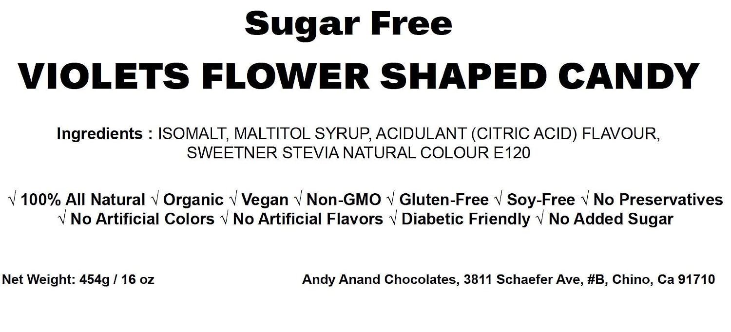 Andy Anand Sugar-Free Violet Candy Dragées (150 pc, 3-Pack, 3.5 oz) | Old-World European, Stevia | Local SoCal Bakery