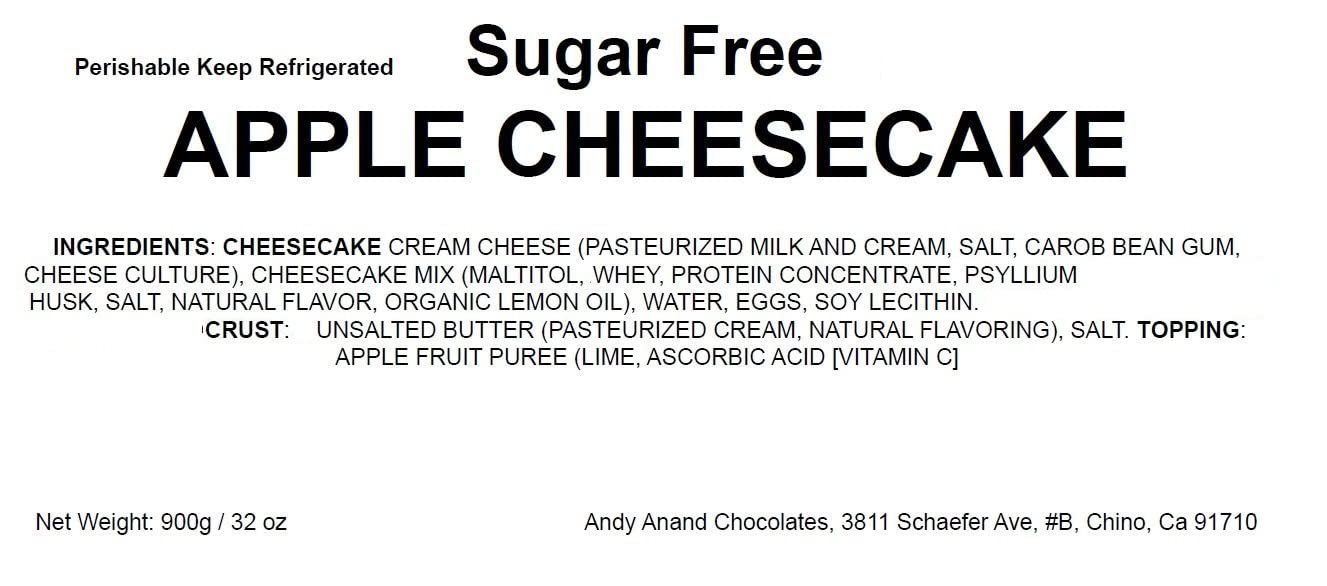 Andy Anand Sugar-Free Gluten-Free Apple Cheesecake (9-inch, 2.6 lbs) | Sugar-Free, Gluten-Free | Local SoCal Bakery