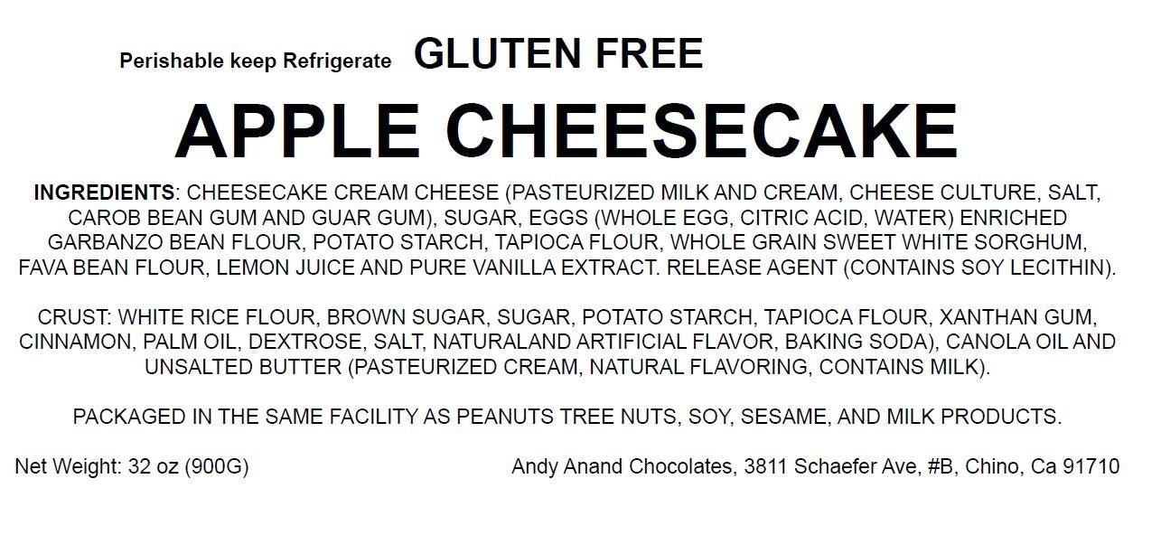 Andy Anand Gluten-Free Apple Cheesecake (9-inch, 2 lbs) | Hand-Baked Bakery Cheesecake | Local SoCal Bakery