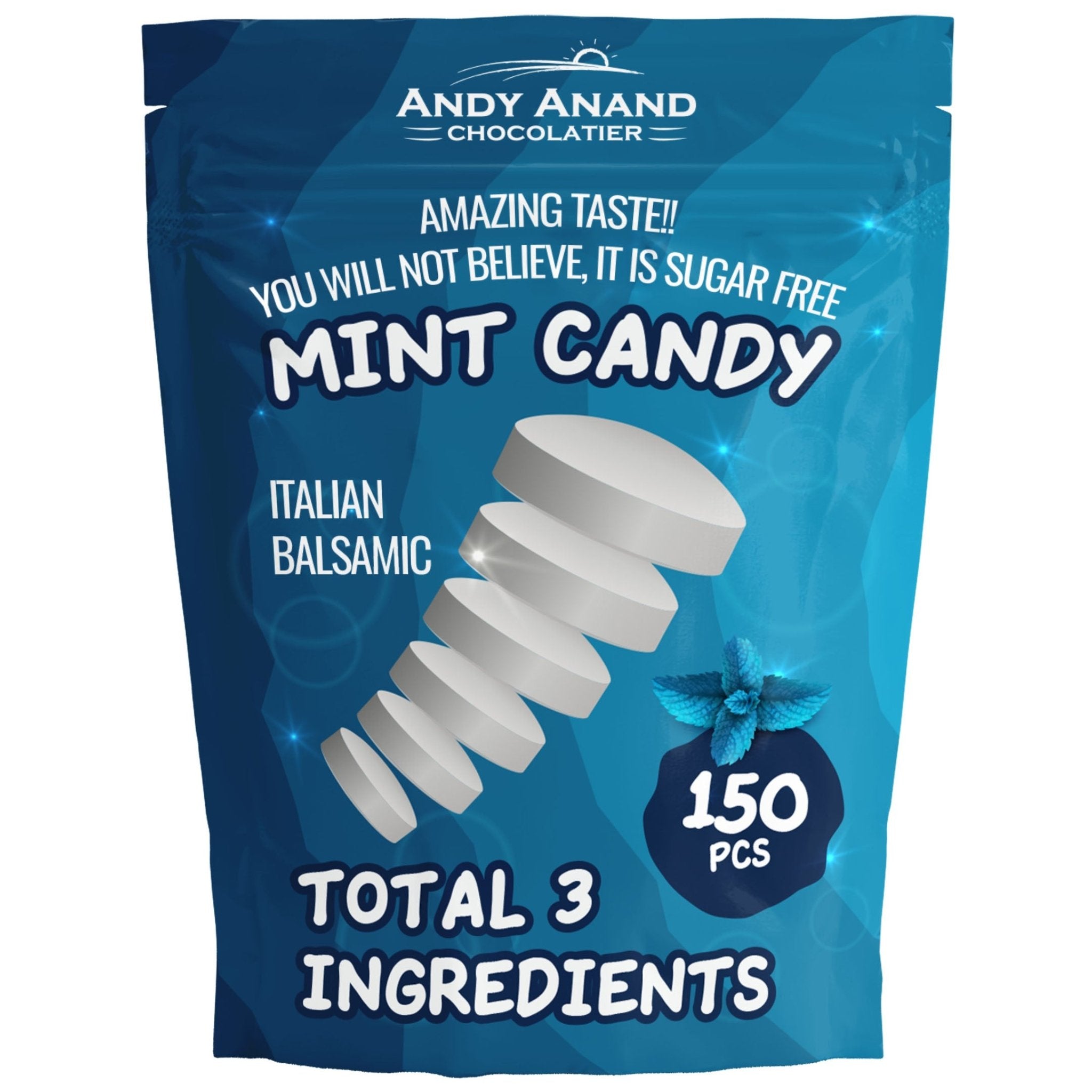 Andy Anand Sugar-Free Italian Balsamic Mint Candy (300 pc, 7 oz) | Imported, Keto Vegan Gluten-Free | Local SoCal Bakery
