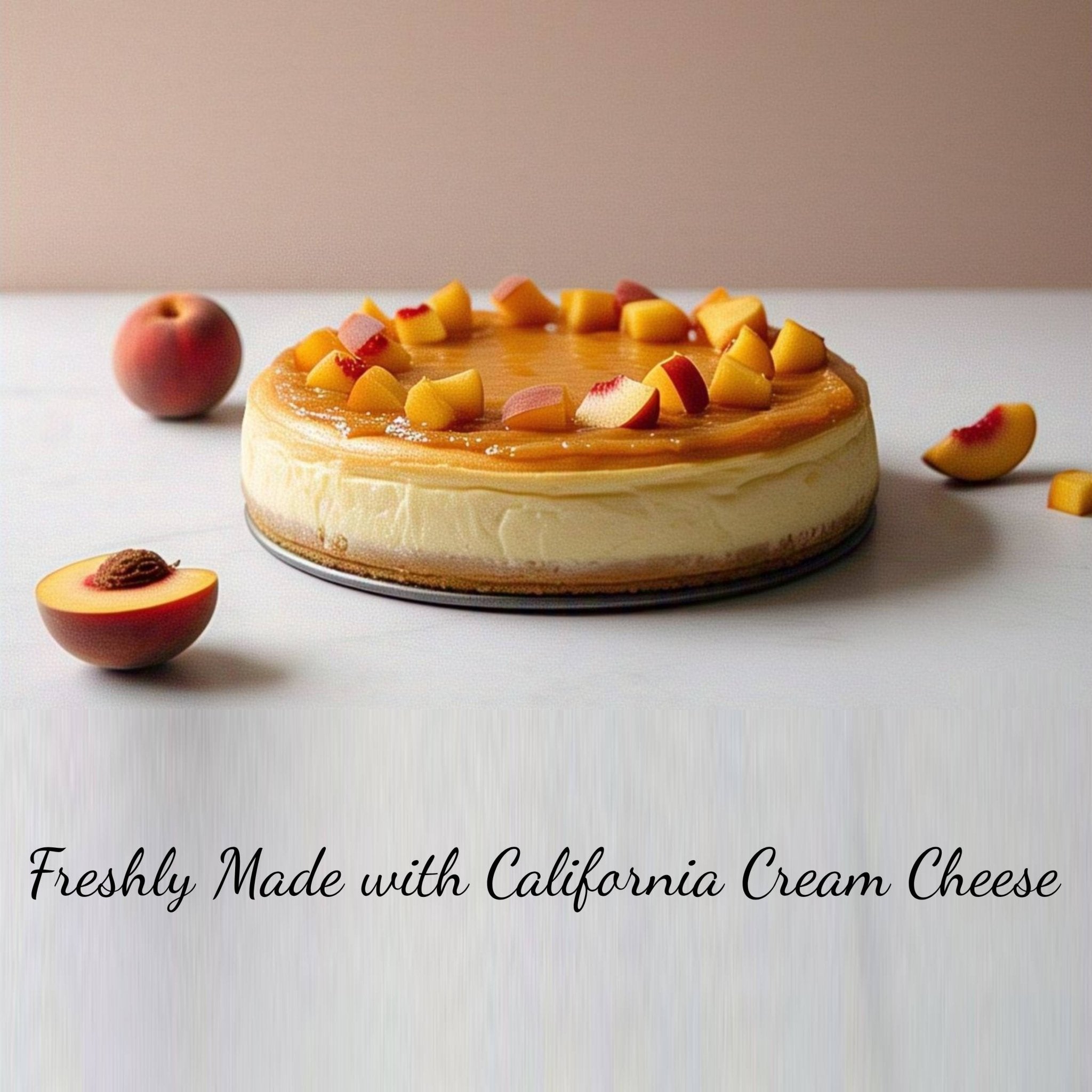 Andy Anand Sugar-Free Peach Cheesecake (9-inch, 2 lbs) | Sugar-Free Cheesecake | Local SoCal Bakery