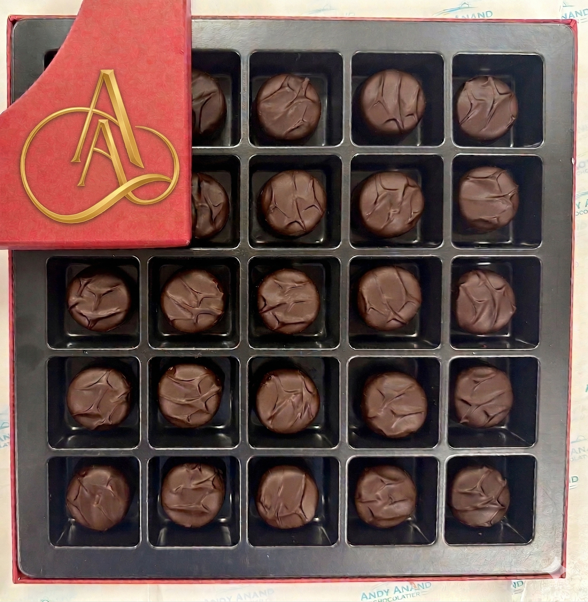 Andy Anand Sugar-Free Vanilla Butter Cream Dark Chocolates (25 pc) | Sugar-Free Chocolate | Local SoCal Chocolatier